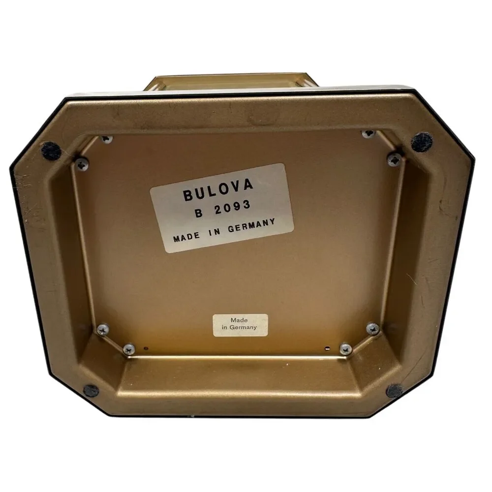 Vintage Bulova Floral Anniversary Mantle Carriage Clock Quartz‎ B 2093 Gold Tone